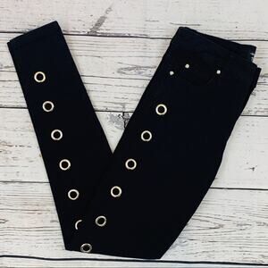 Tripp NYC black jean pants grommets down front